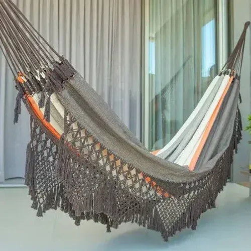 Rede de Descanso de Casal - Marrom/Laranja/Bege