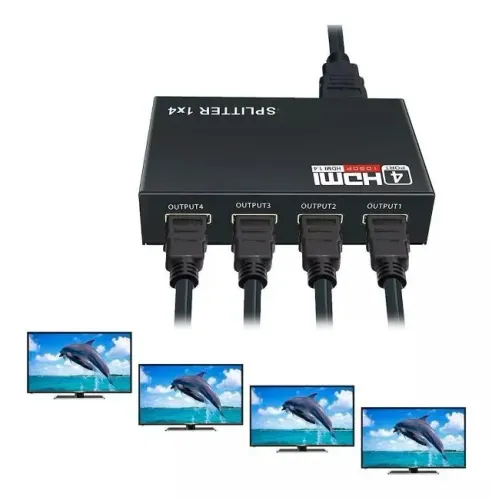 Splitter Distribuidor Cabo HDMI 1x4 Divisor Full HD 1.4 3D Duplicar Telas Espelhar