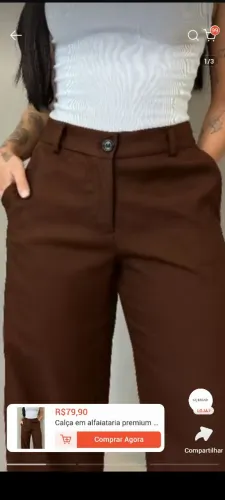 Calça alfaiataria feminina marrom café.