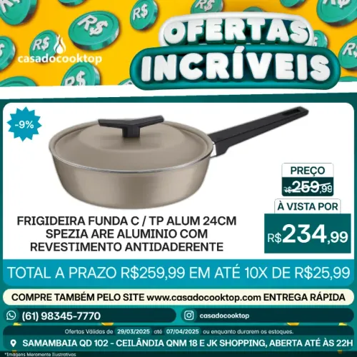 FRIGIDEIRA FUNDA C/TP ALUM 24CM SPEZIA ARE - ALUMINIO COM REVESTIMENTO ANTIDADERENTE