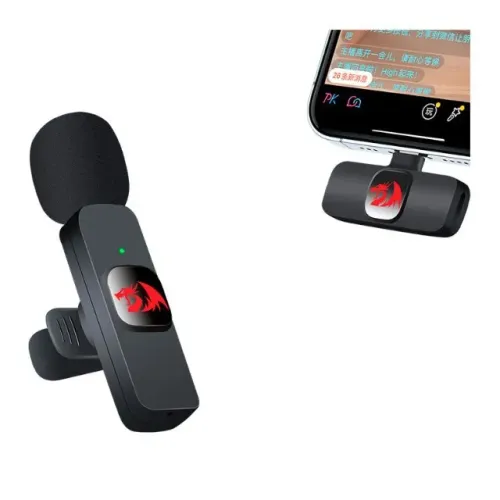 Microfone de Lapela Sem Fio Redragon Athan saída USB-C  com Adaptador Lightning - WZetta