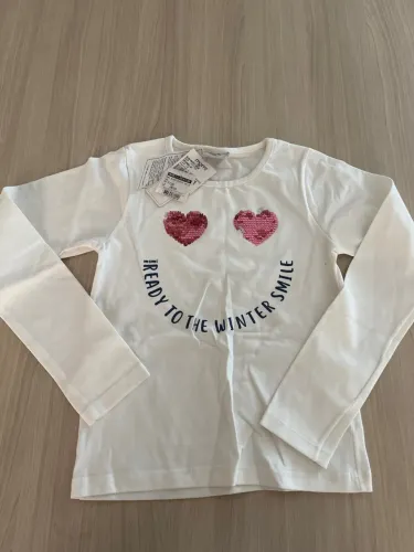 Blusa manga longa - Marca Momi tamanho 12  - Coração em