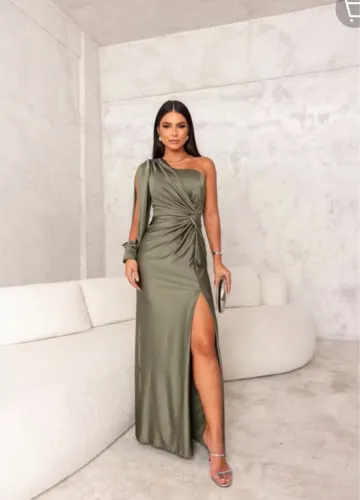 Vestido Longo Verde Oliva
