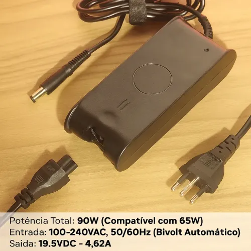 Carregador para Notebook Dell 65W / 90W Plug 7.4×5.0mm