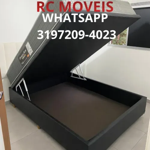 Box Baú Casal Inteiriço 1.38x1.88 - Madeira Reforçada e Pistão a Gás