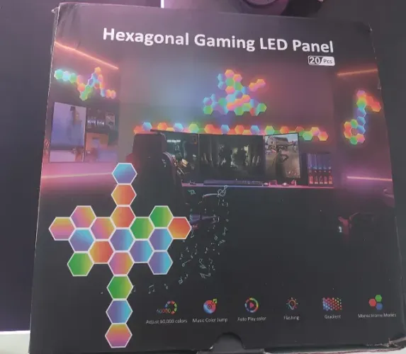 Kit Com 20 Luminarias Hexagonal Led Rgb Colorida Bluetooth