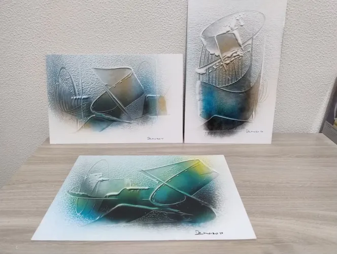 Lote com 3 pinturas originais, pintor De Nizo