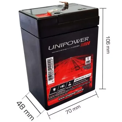 Bateria UP645 SEG (6V/4.5Ah) - UNIPOWER