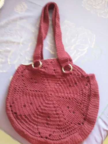 Bolsa de crochê feminina - Vermelha de praia