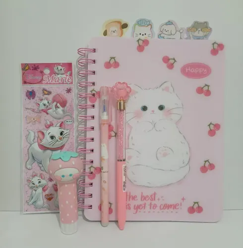 Kit Caderno Gatinha Rosa
