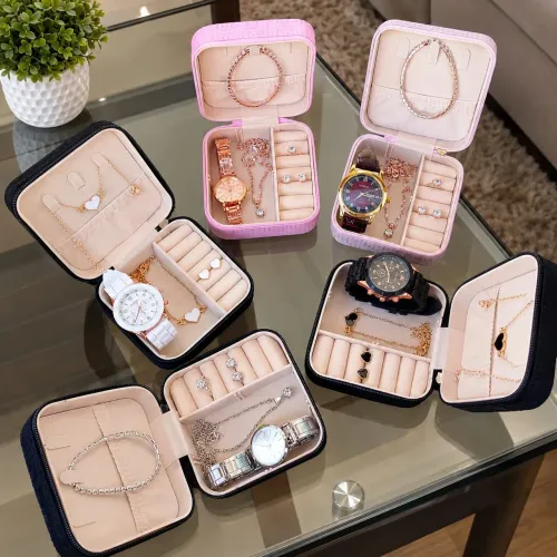 Kit de Relógio Feminino com Joias e Estojo Organizador
