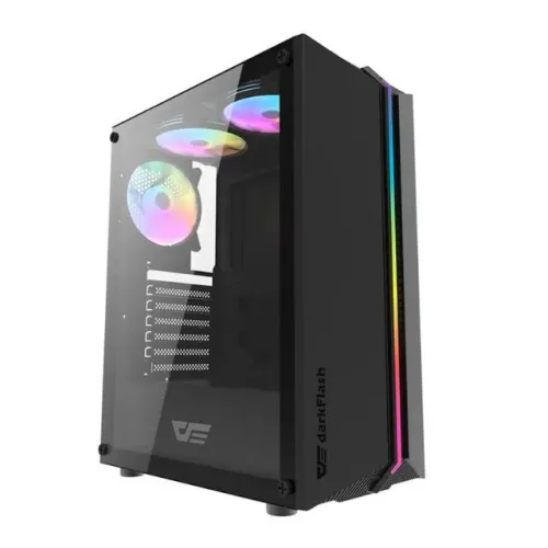 Gabinete Gamer Aigo DarkFlash DK151, RGB, Mid-Tower, Lateral de Vidro, Com 3 Fans, Preto