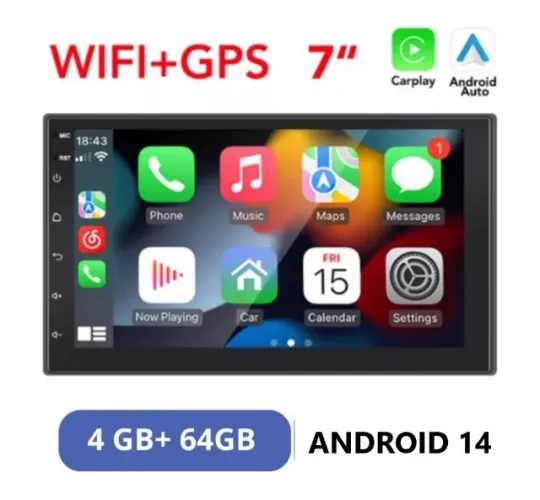 Tela Som Mp5 Central Multimídia 2Din 7'' Android 64g + 2g Android Auto Carplay sem Fio