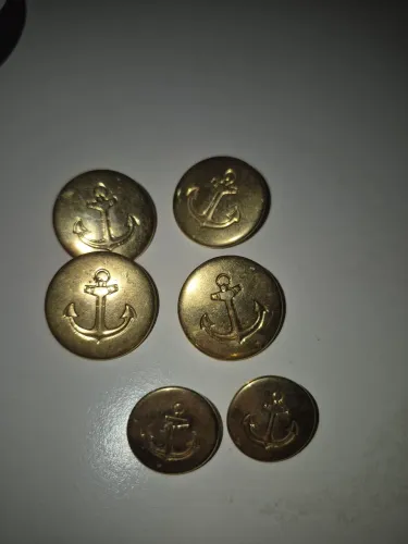 Kit 6 Botões De Metal Dourado Com Âncora