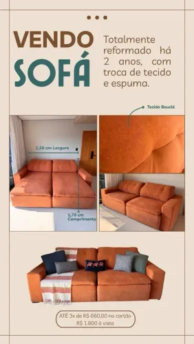 Sofá retrátil 2,5m em tecido Bouclé