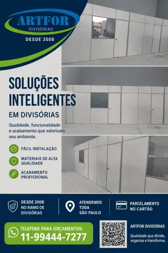Divisórias Escritório Interlagos, Venda com Instalação, 18 anos no mesmo endereço.