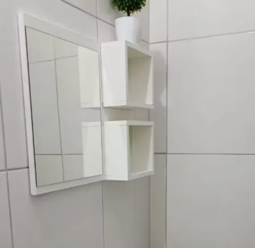 Kit espelheira banheiro espelho e nichos