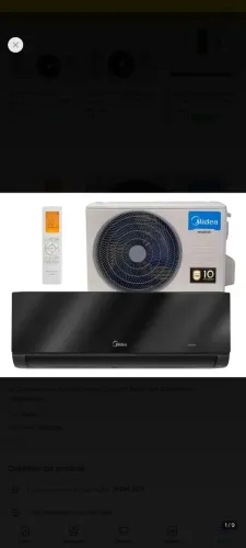 Ar-Condicionado Midea Inverter Black Edition Connect 12.000 BTUs Quente/Frio Wi-Fi Novo