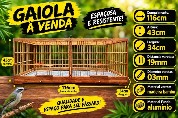 Gaiola Grande Voadeira Viveiro Muito Conservada em Madeira