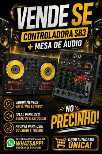 CONTROLADORA DDJ SB3 PIONNER + MESA DE SOM 4 CANAIS