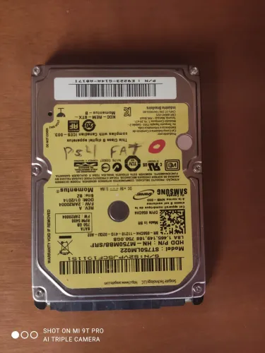 HD de notebook de 750 GB