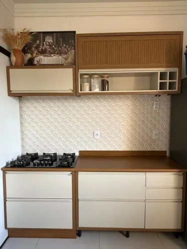 Cozinha Modulada Itatiaia Nápoles 4 Peças Off White/Cinamomo