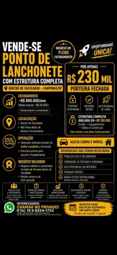 VENDE LANCHONETE (Dentro de Faculdade) 