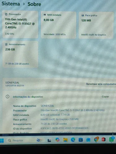 Notebook Vaio i5 11ª Geração