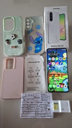 Na Caixa Samsung A56 256Gbs 8Gbs Ram Chip 5G Nota fiscal Carregador Capa caixa