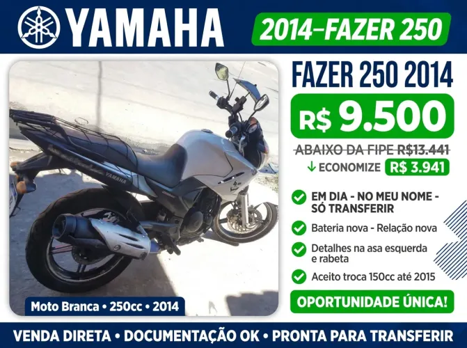 VENDO OU TROCO FAZER 250 2014 BLUEFLEX EDITION