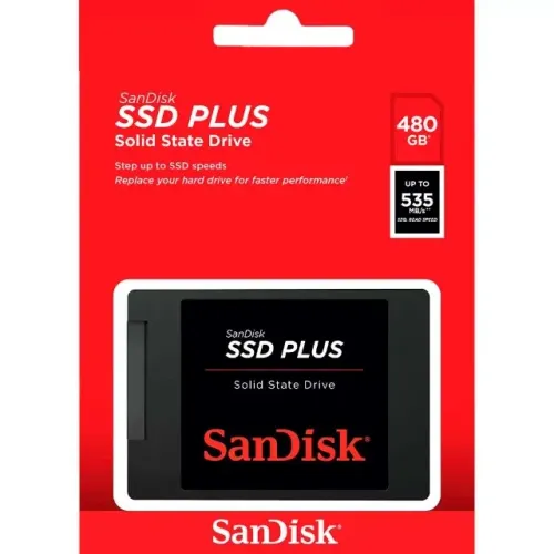 SSD SanDisk Plus, 480GB, Sata III, Leitura: 535MBs e Gravação: 445MBs, SDSSDA-480G-G26
