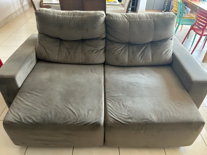 Sofá 2 lugares chaise retrátil e reclinável