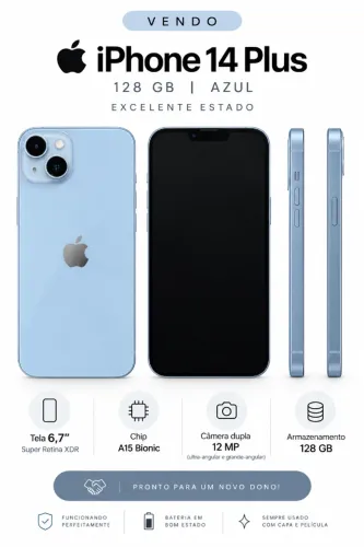 Iphone 14 plus 128 gb Azul Bateria 86%