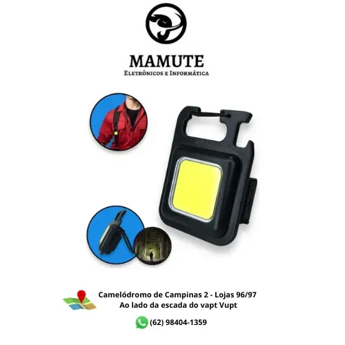 Luz De Chaveiro Cob Recarregável Mlg-151 Mosquetão Led Portátil