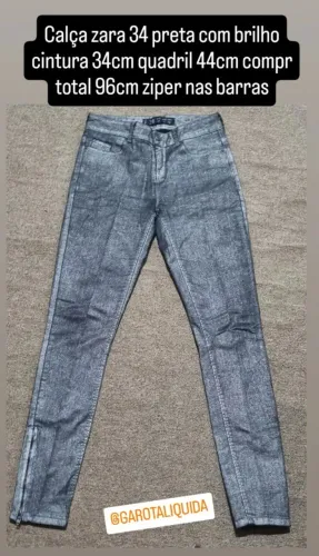 Calça zara 34 preta com brilho