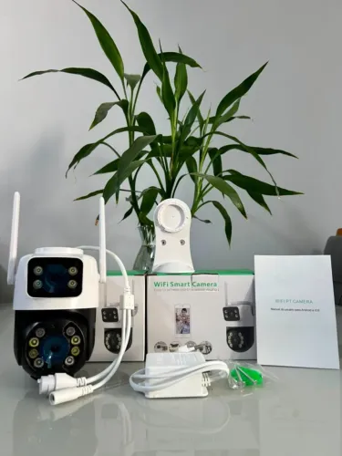 Câmera IP Sem Fio de Segurança Externa HD Visão Noturna Infravermelha WiFi Dupla Lente