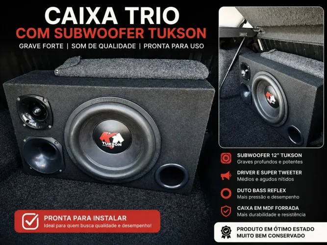 CAIXA DE SOM TRIO AUTOMOTIVO SUB E CORNETA