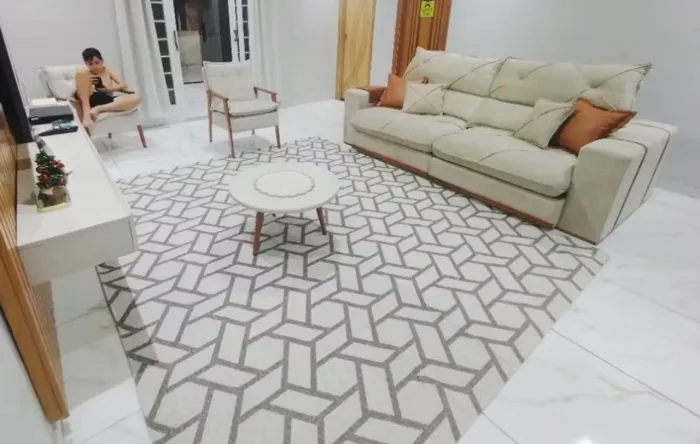Tapete sisal geométrico para sala/quarto