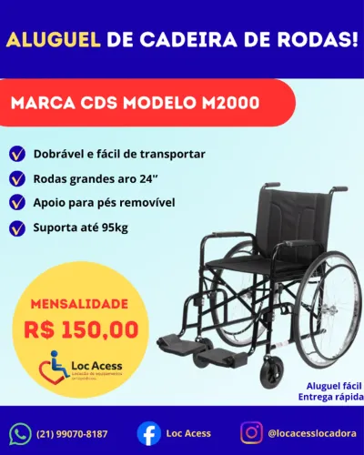 CADEIRA DE RODAS CDS M2000 - ALUGUEL
