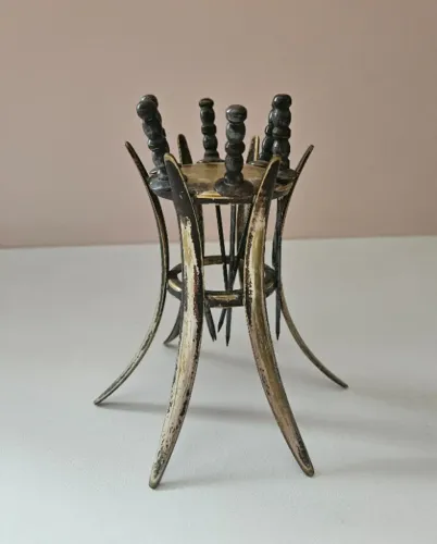 Suporte e Espetos para Petiscos em Prata