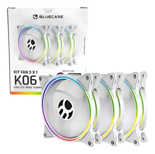 Cooler Ventoinha Argb 120mm Bluecase 5v Sincronia Rgb Branco