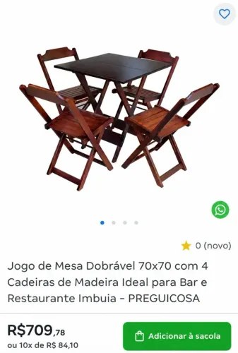 Mesa de madeira/ 4 cadeiras Idêntica a da imagem)