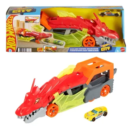 Hot Wheels City Reboque de Dragão (Dragon Launch Transporter) da Mattel (modelo GTK42
