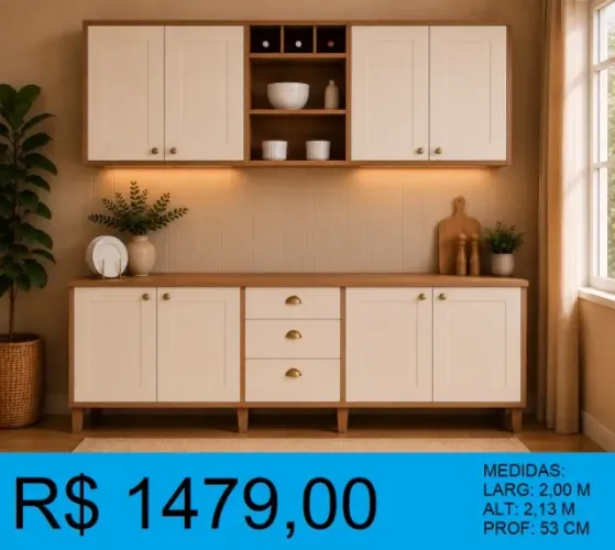 Conjunto de cozinha americano larg:2,0m alt:2,13m - entrega gratuita!