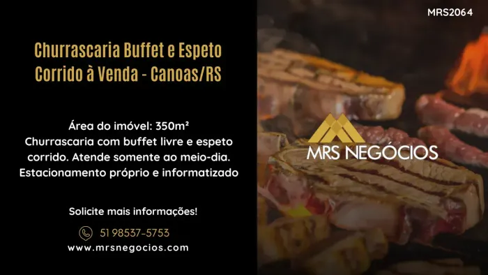 Churrascaria Buffet e Espeto Corrido à Venda - Canoas/RS