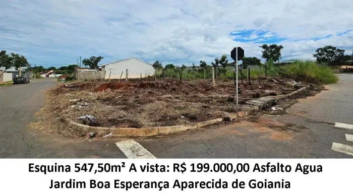 Leia a descrição: Esquina 547,50m² (Asfalto e Agua) Jardim Boa Esperança