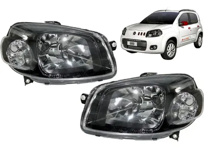 Par Farol Fiat Uno Vivace Way Fiorino Mascar Negra 2010/2016 Esquerdo