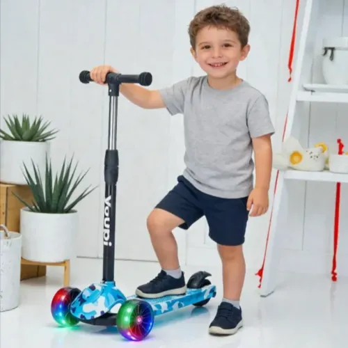 Patinete Infantil Com Rodas Flash Azul - Yuupi