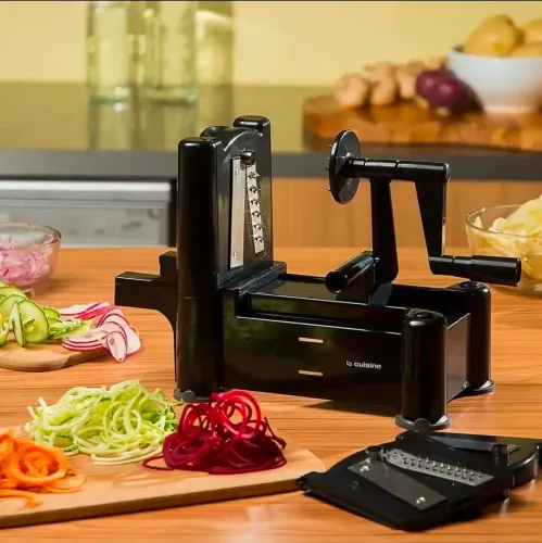 Cortador Fatiador Espiral De Legumes Manual Com 3 Lâminas