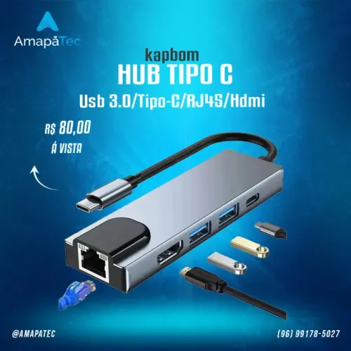 Hub Usb-c 5 Portas USB HDMI RJ45